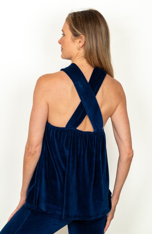 Jjwinks Cosmo Built-in Shelf Velour Holiday Halter Top In Sapphire