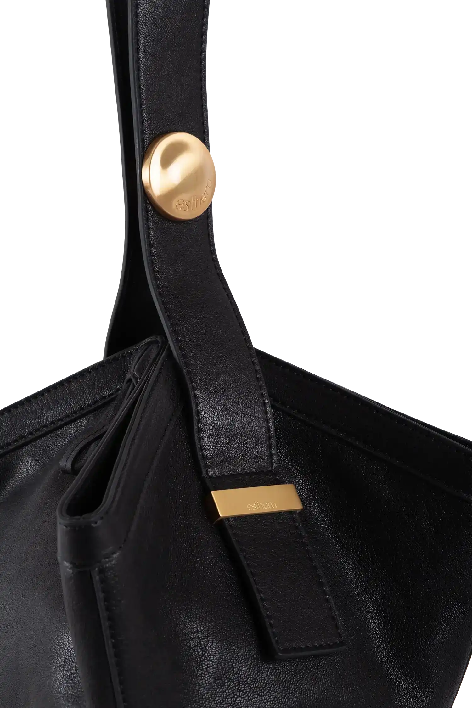 Esthera 1111AM Leather Shoulder Bag, Alternate, color, Black