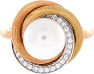 Pre-Owned Cartier Trinity Pearl Ring 18K Tricolor Gold with Pearl and Diamonds 14mm
