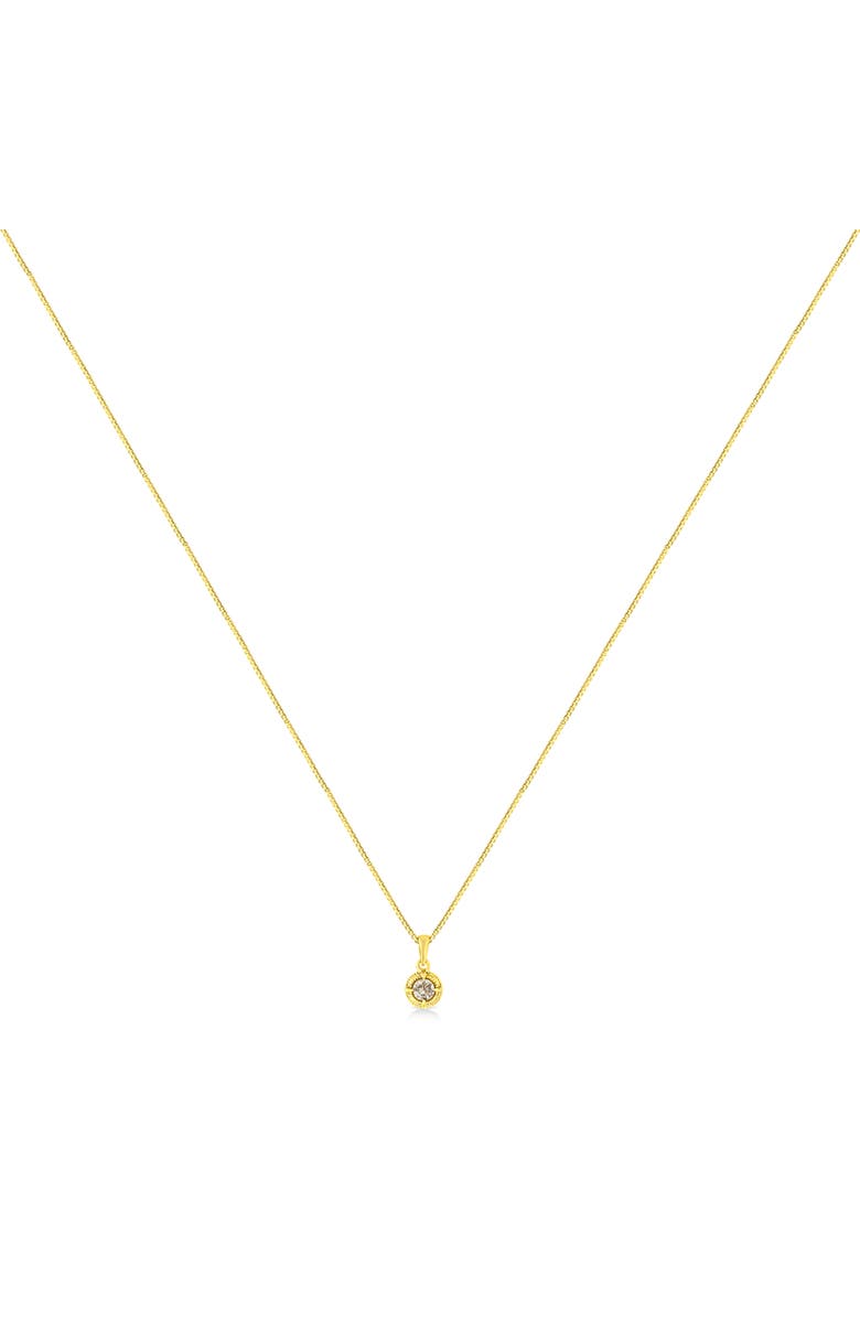 Haus of Brilliance 14K Yellow Gold Plated Silver 1/2 Cttw Diamond Solitaire Milgrain Pendant Necklace, Alternate, color, Yellow