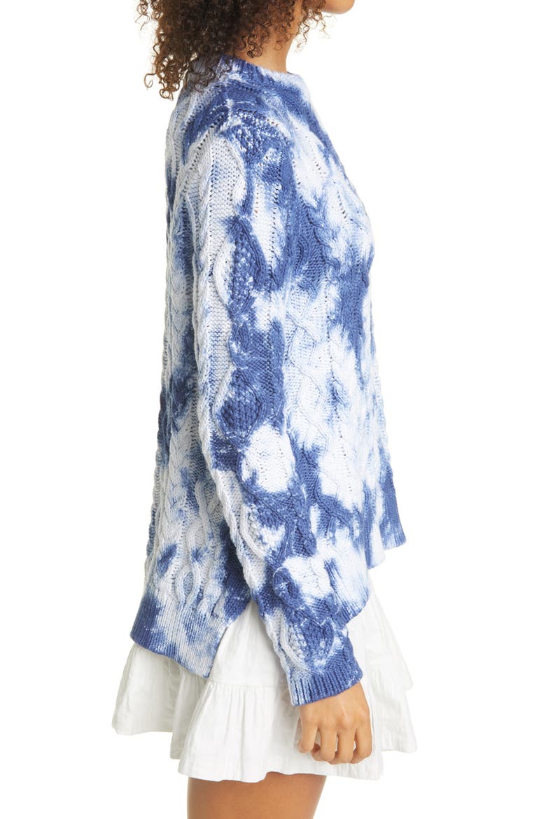 Tie Dye Cable Knit Sweater, Alternate, color, BLUE TIEDI