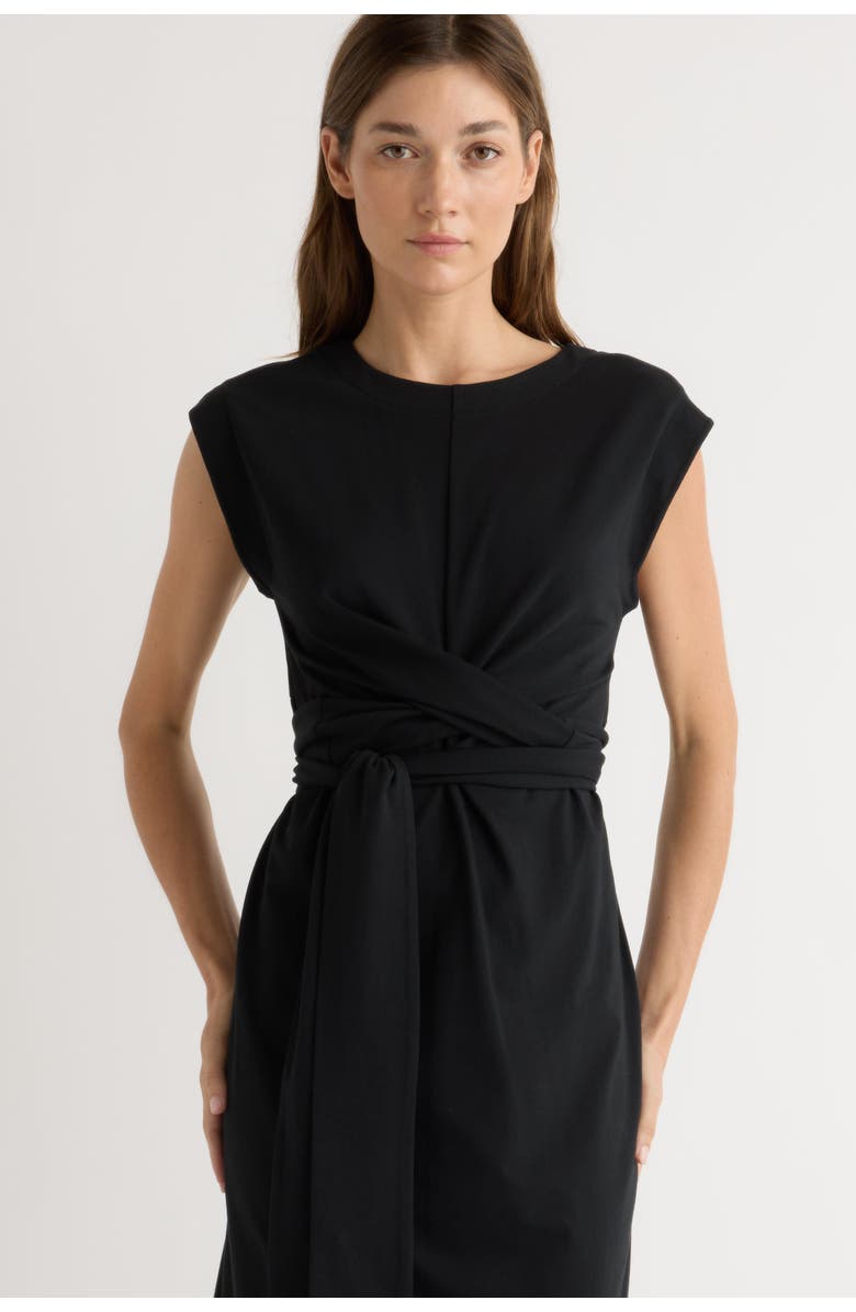 Modern Citizen Fei Tie-Front Organic Cotton Dress, Alternate, color, Black