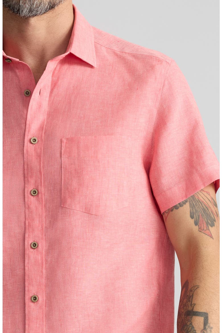 Cameron Solid Wrinkle Resistant Linen Button-Up Shirt, Alternate, color, CAYENNE