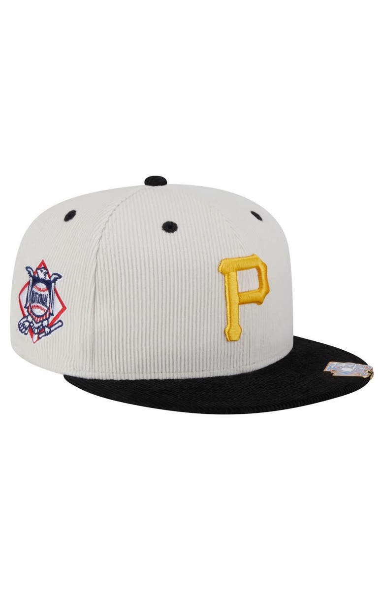 New Era Men's New Era Cream/Black Pittsburgh Pirates Two-Tone Corduroy 59FIFTY Fitted Hat, Main, color, Cream