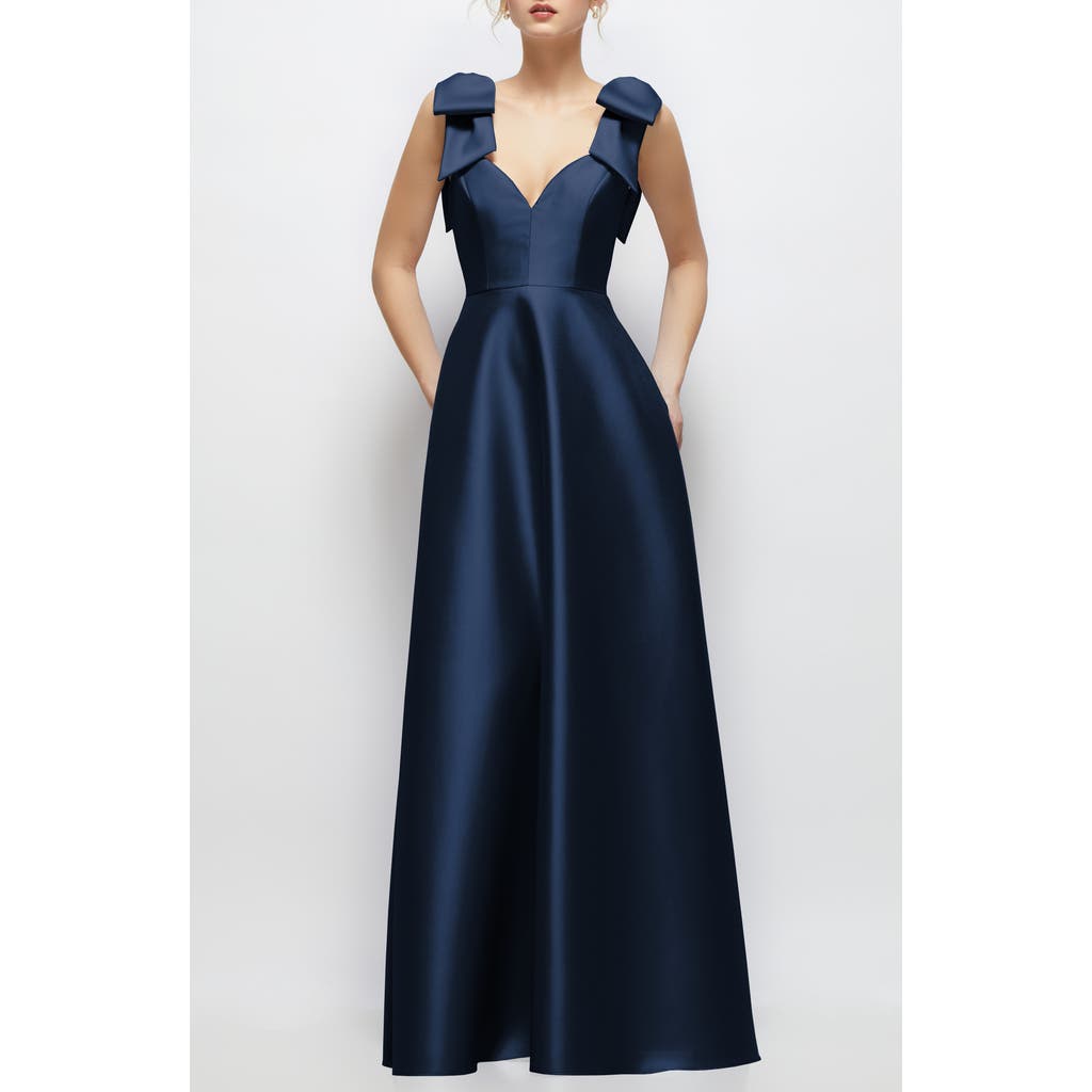 Alfred Sung Bow Detail Ball Gown In Blue