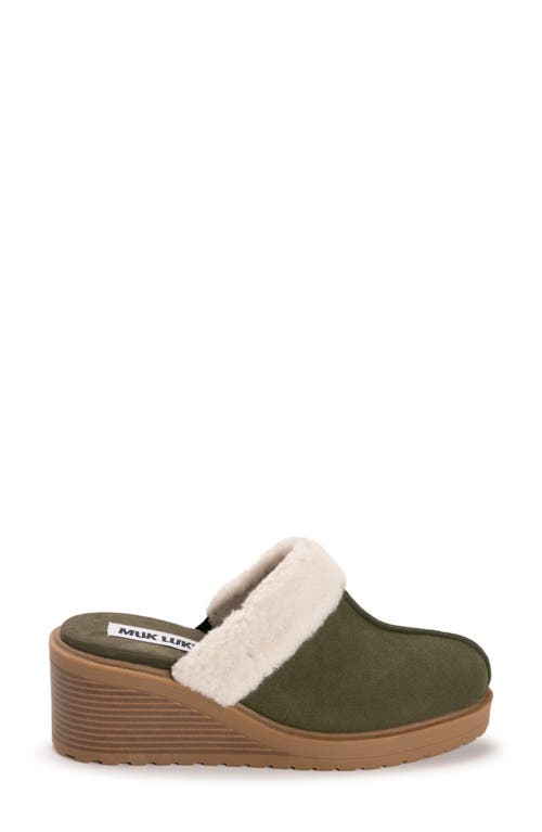 Muk Luks Sophia Faux Fur Trim Mule In Green