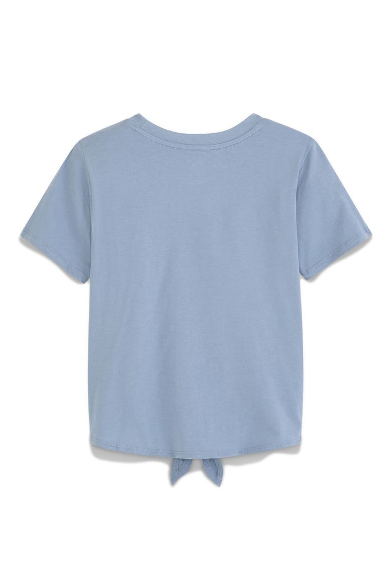Kids' Embroidered Tie Hem T-Shirt, Alternate, color, SKY/ PEWTER