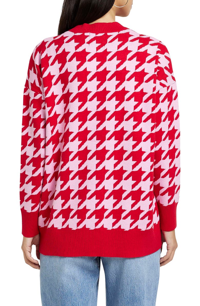 River Island Houndstooth V-Neck Cardigan, Alternate, color,