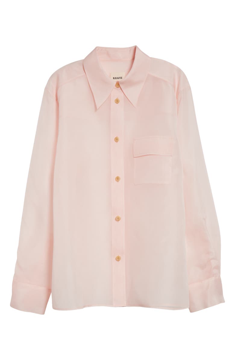 Khaite Yatty Silk Organza Button-Up Shirt, Alternate, color,