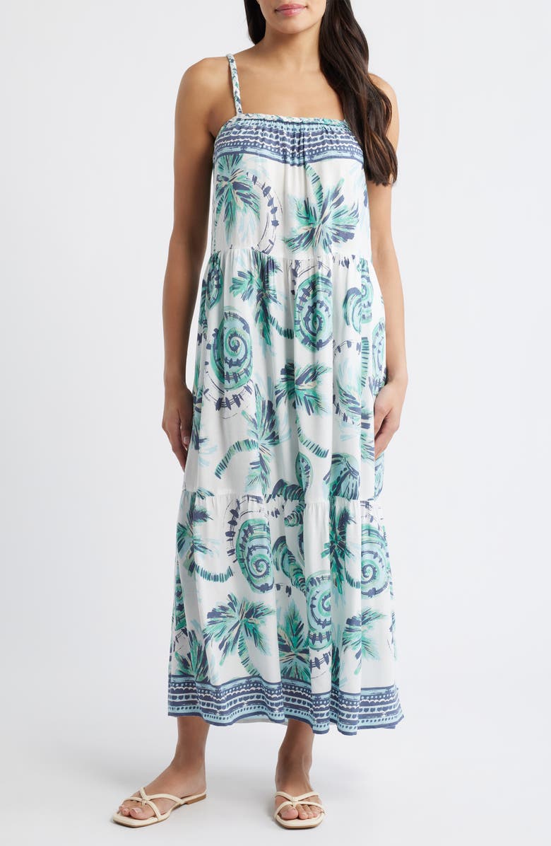 CITY BLUES Tropical Print Maxi Dress, Main, color, Cream