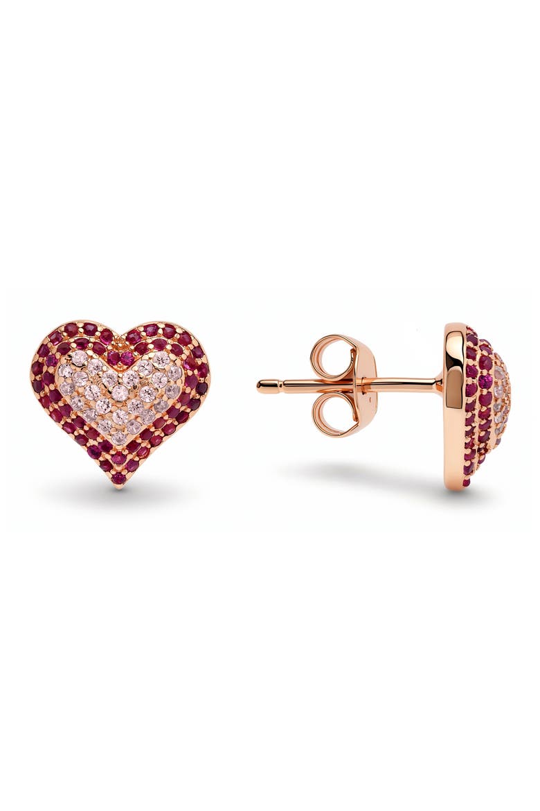 Pavé Cubic Zirconia Heart Stud Earrings, Main, color, ROSE GOLD