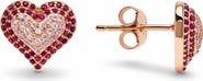 Queen Jewels Pavé Cubic Zirconia Heart Stud Earrings