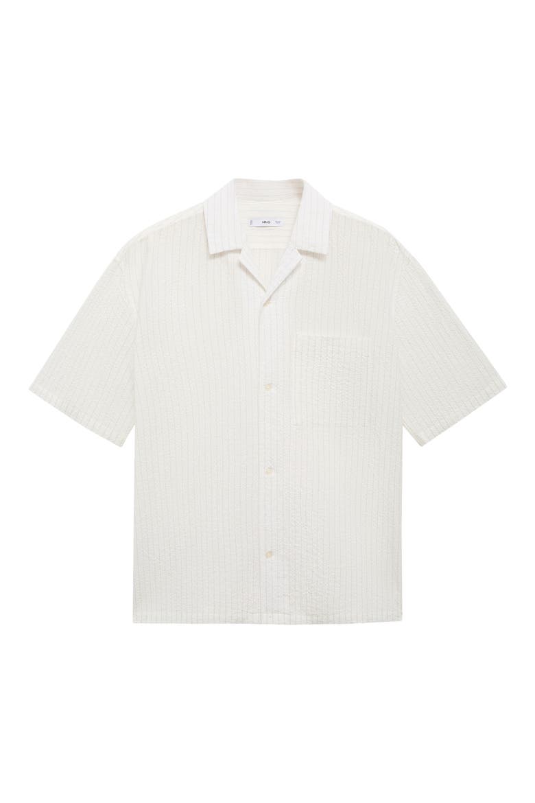 Stripe Relaxed Fit Stretch Cotton Camp Shirt, Alternate, color, OFF WHITE