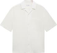 MANGO Stripe Relaxed Fit Stretch Cotton Camp Shirt