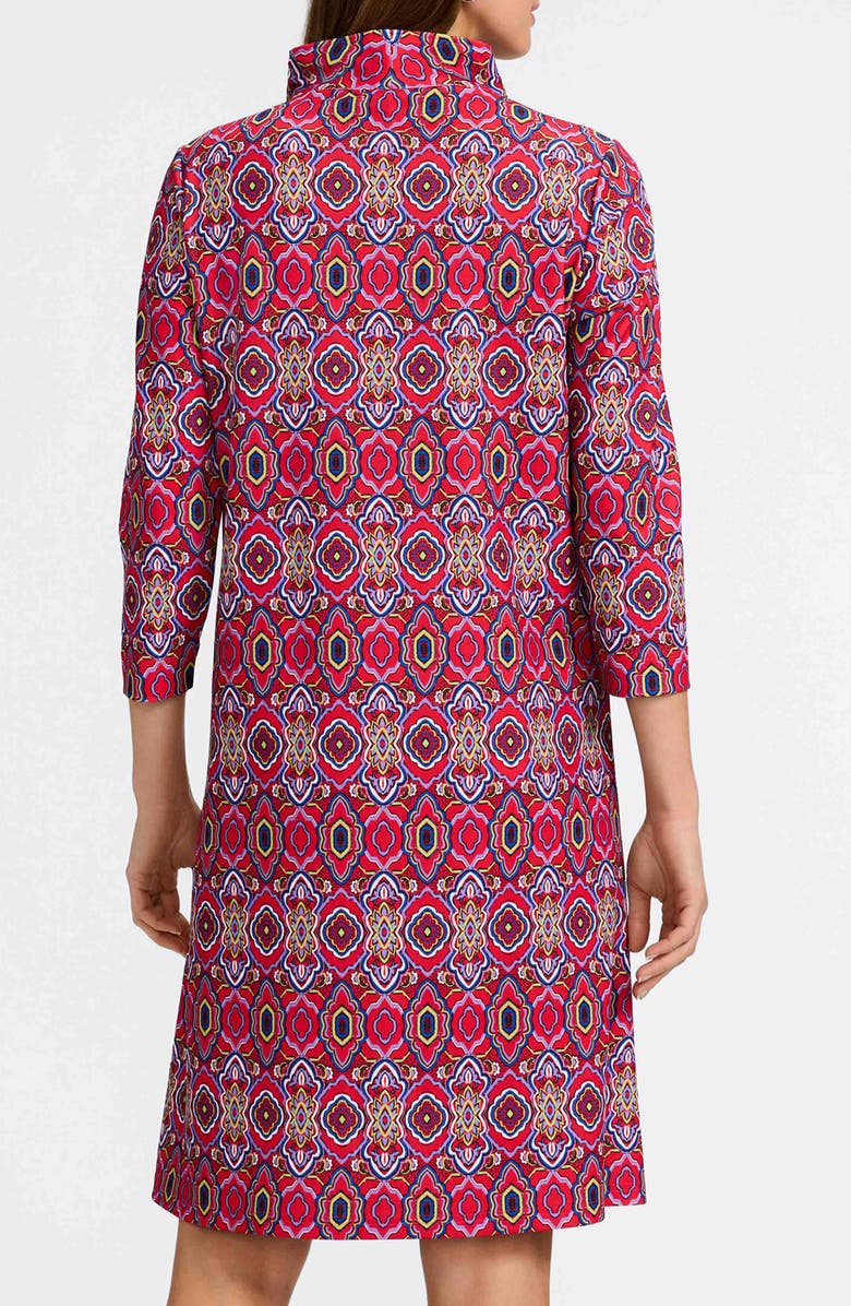 Foxcroft Tammy Tile Print Collared Dress, Alternate, color, Red/ Multi