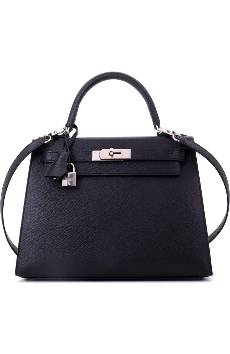 Pre-Owned Hermes Kelly Handbag Black Epsom with Palladium Hardware 28, Main, color, Noir