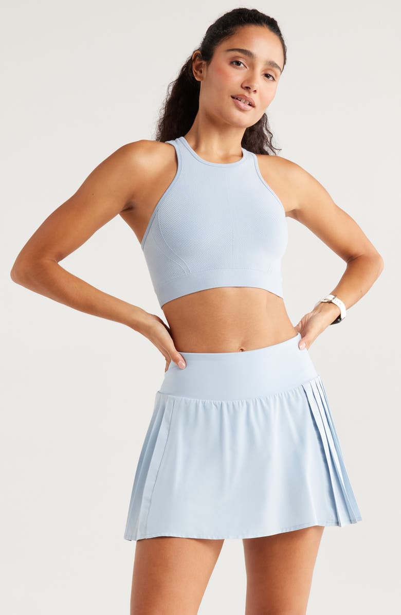 Zella Racerback Seamless Sports Bra, Main, color, Blue Fog