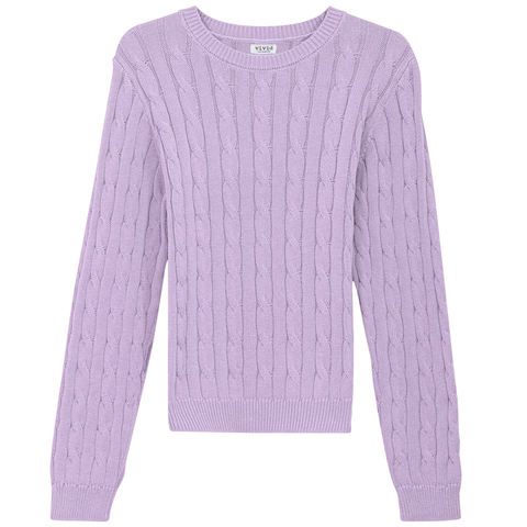 Cable Knit Ribbed Neck Sweater