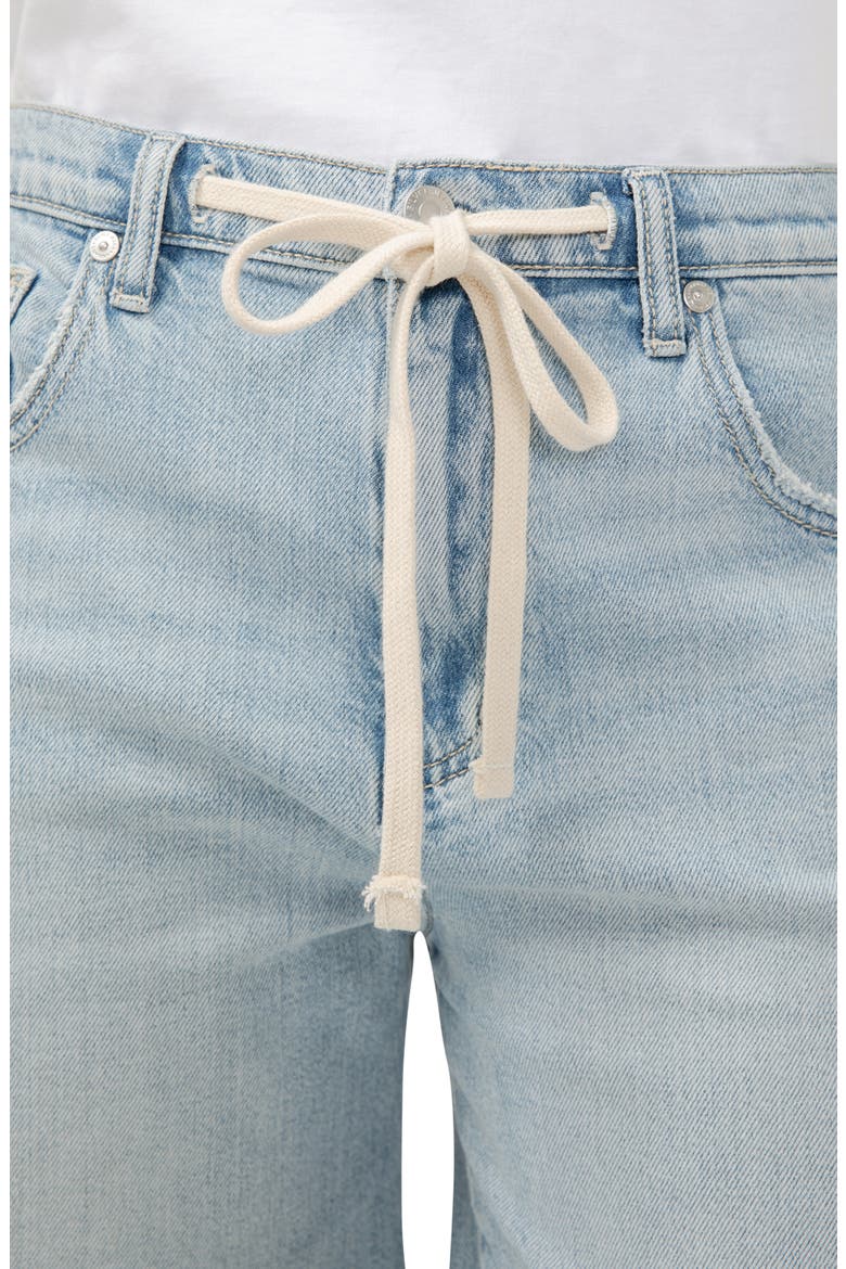 Be Easy Drawstring High Waist Long Denim Shorts, Alternate, color, INDIGO