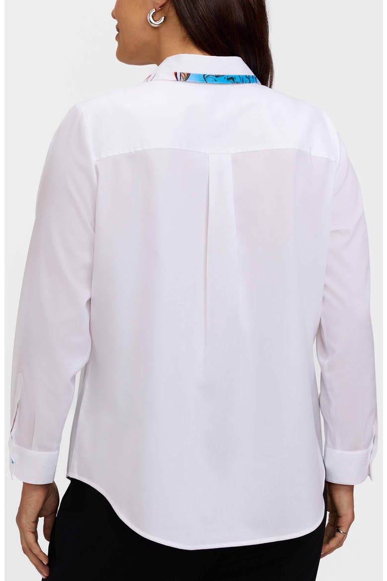 Charlie Floral Trim Cotton Blend Button-Up Shirt, Alternate, color, WHITE