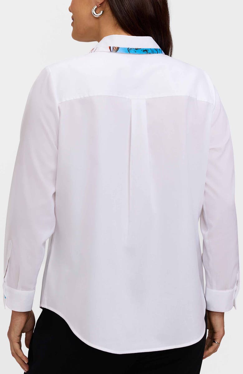 Foxcroft Charlie Floral Trim Cotton Blend Button-Up Shirt, Alternate, color, 