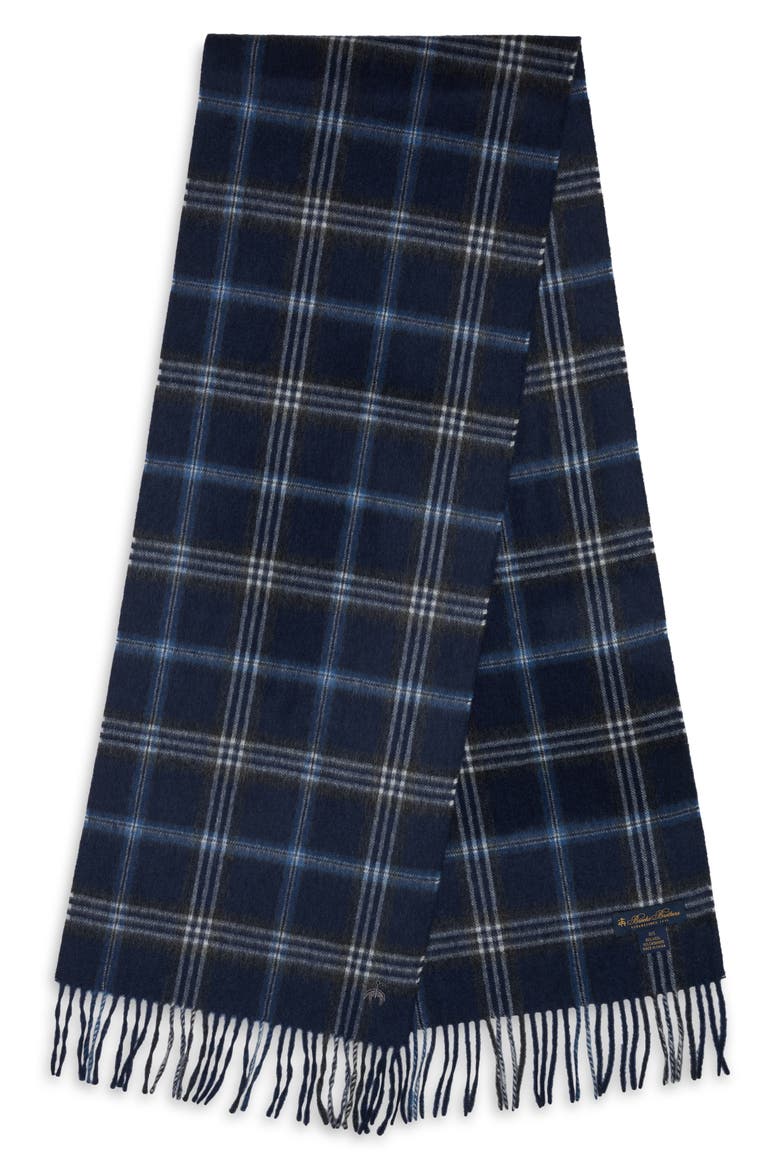 Wool & Cashmere Plaid Scarf, Alternate, color, NAVY