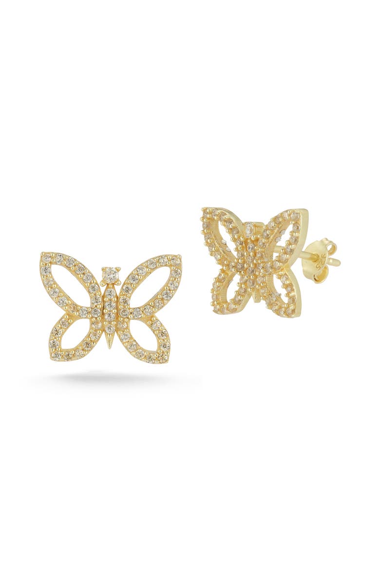 14K Gold Plated Silver Butterfly Stud Earrings, Main, color, GOLD