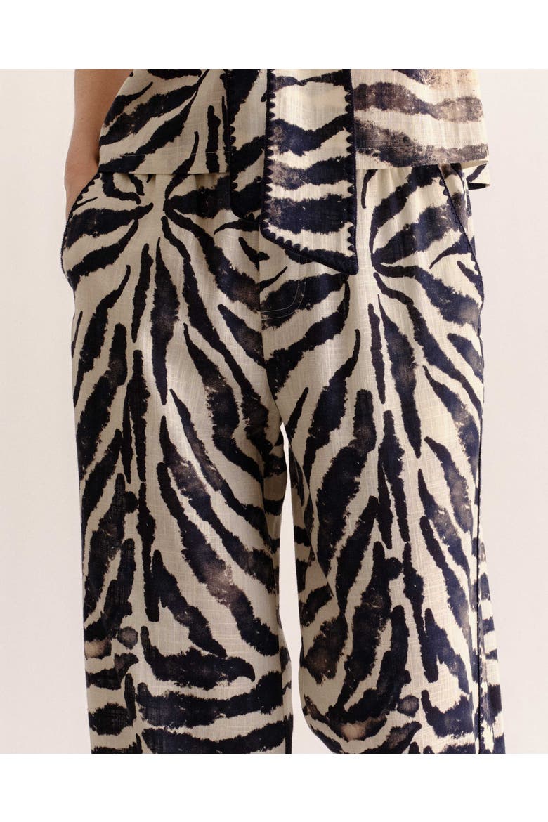 Mia Wide-Leg Linen Pant, Alternate, color, Painted Zebra