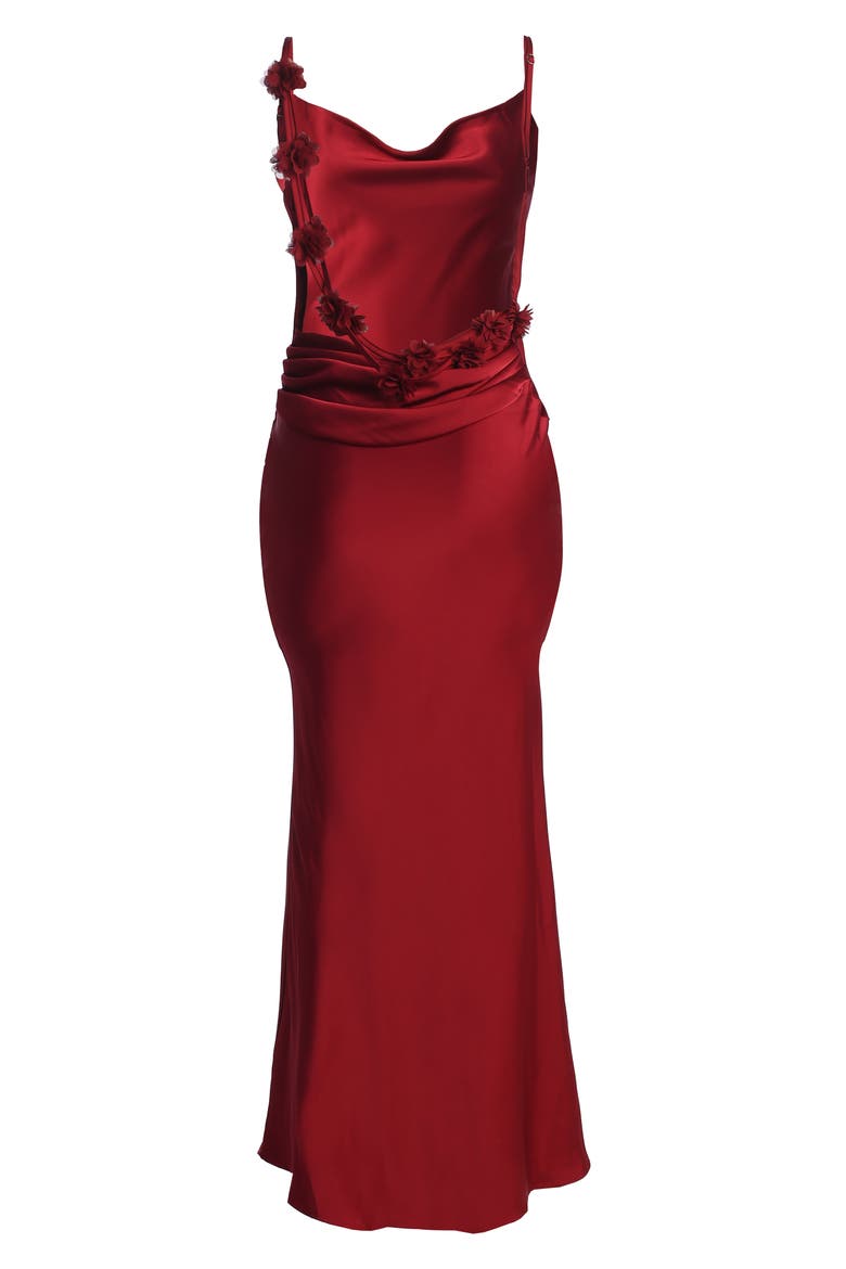 Down the Aisle Open Back Satin Gown, Alternate, color, RED