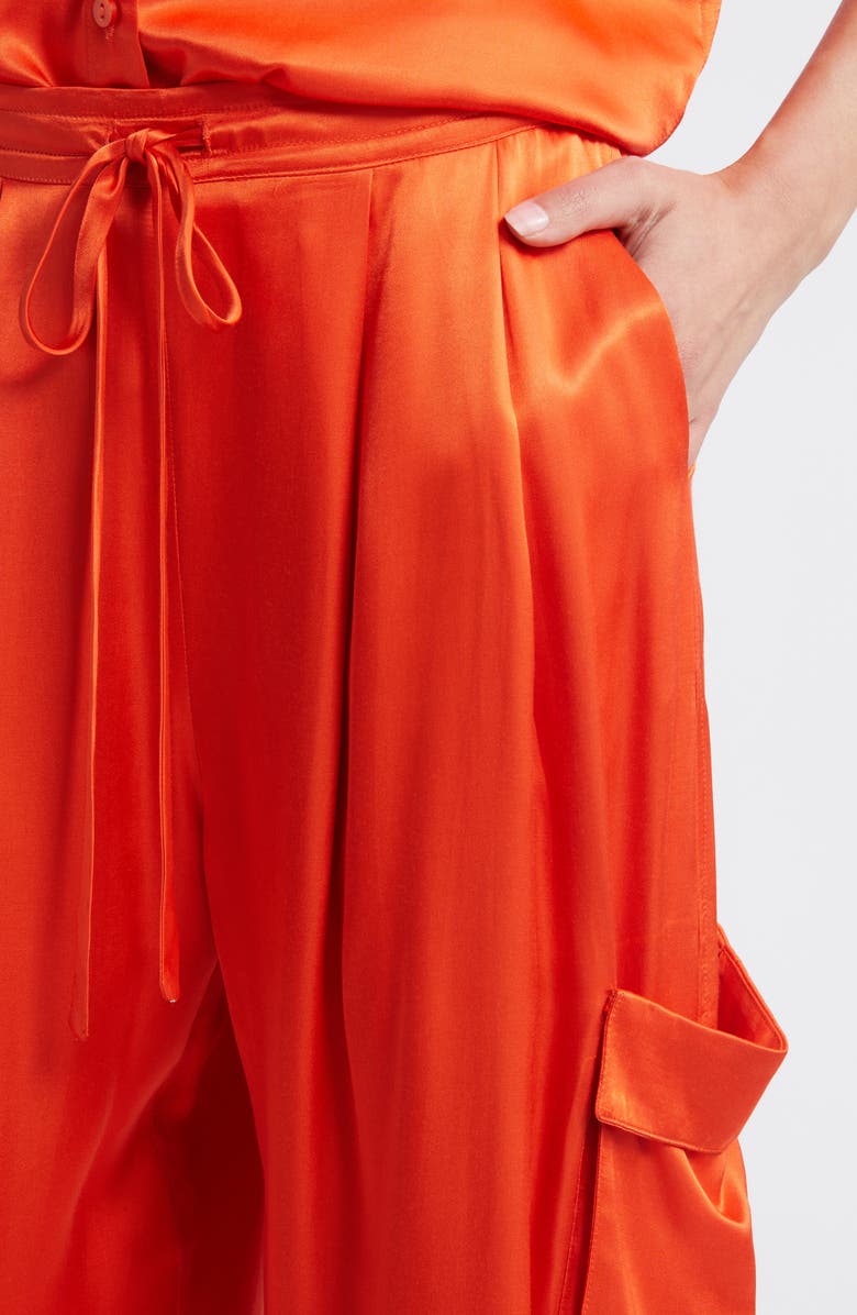 Nation LTD Romeo Fluid Satin Cargo Pants, Alternate, color, Fiesta