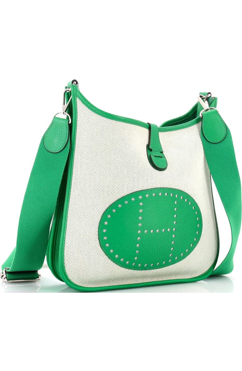Pre-Owned Hermes Evelyne Bag Gen III Toile and Leather PM, Alternate, color, Green