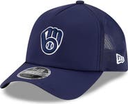 New Era Men's New Era Navy Milwaukee Brewers 2026 Batting Practice Apex 9FORTY Adjustable Trucker Hat