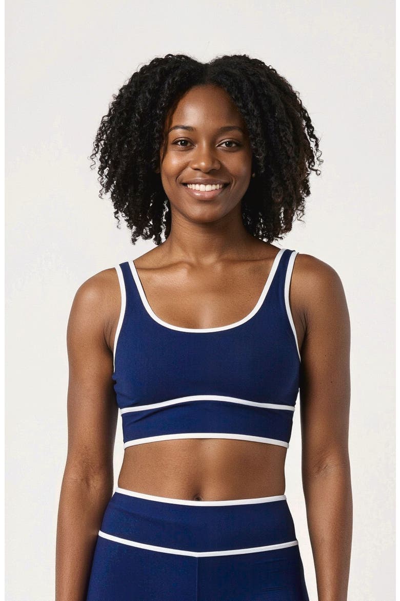Long Line Swim Bra Two-Toned Collection, Main, color, Navy & White