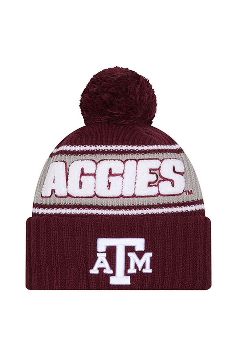 Men's New Era Maroon Texas A&M Aggies Bold Cuffed Knit Hat with Pom, Main, color, Maroon