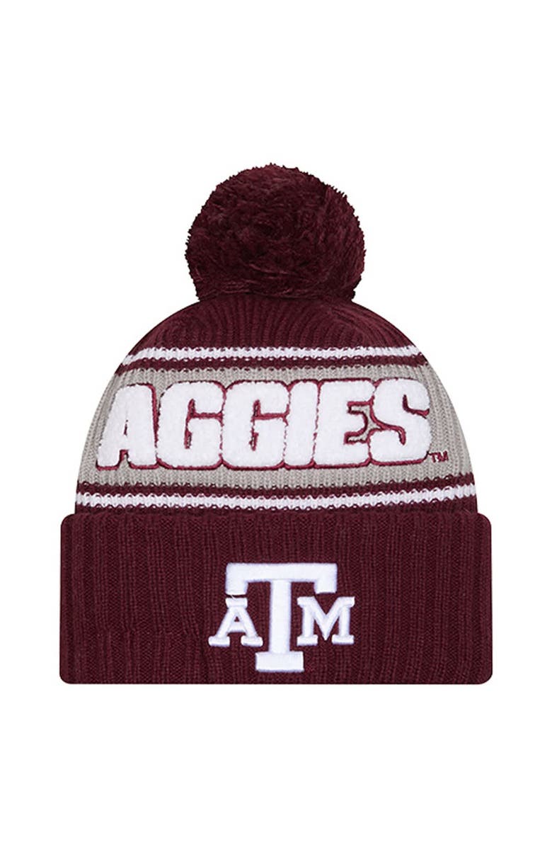 New Era Men's New Era Maroon Texas A&M Aggies Bold Cuffed Knit Hat with Pom, Main, color, Maroon