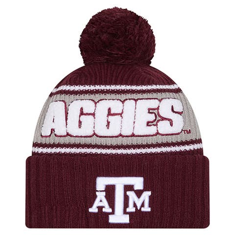 Men's New Era Maroon Texas A&M Aggies Bold Cuffed Knit Hat with Pom