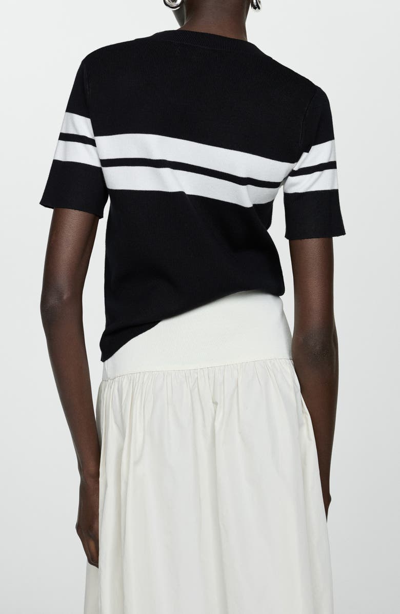 MANGO Stripe Short Sleeve Crewneck Sweater, Alternate, color,