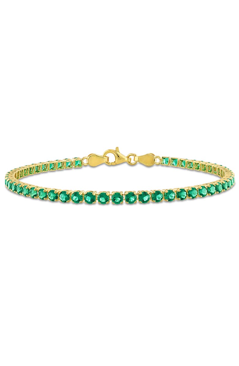 Julianna B. Gemstone Tennis Bracelet Sterling Silver, Main, color, Emerald/Yellow-Plated