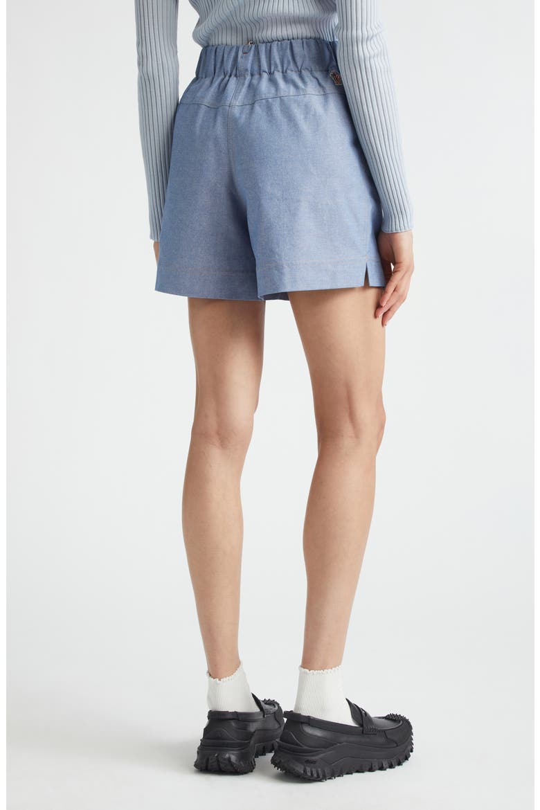 Pleated Cotton Chambray Shorts, Alternate, color, RAIN WASHED