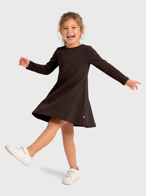 Girl's Soft 100% Cotton Baby Rib Long Sleeve Dress (Infant, Toddler, Little Kid, Big Kid)