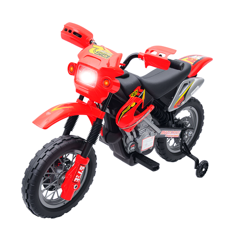 6V Kids Motorcycle Dirt Bike with Training Wheels, Music, Lights