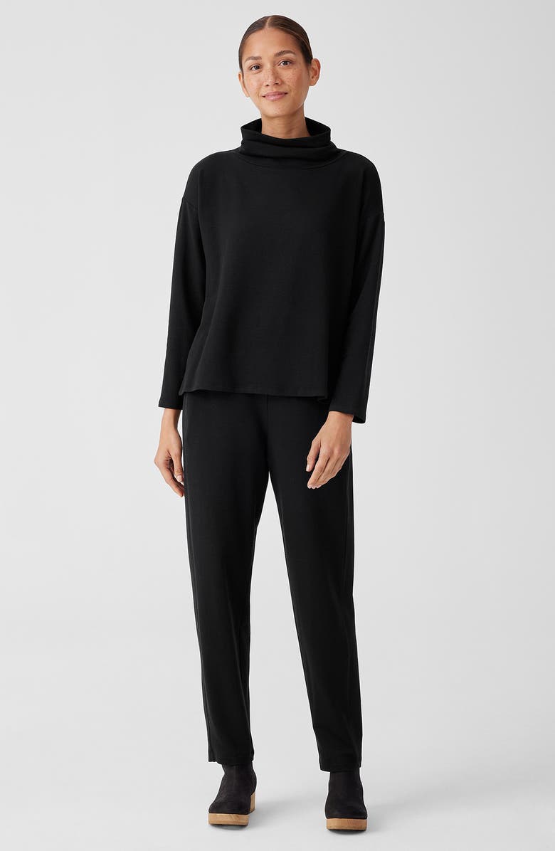 Eileen Fisher Drapey Funnel Neck Top, Alternate, color, Black
