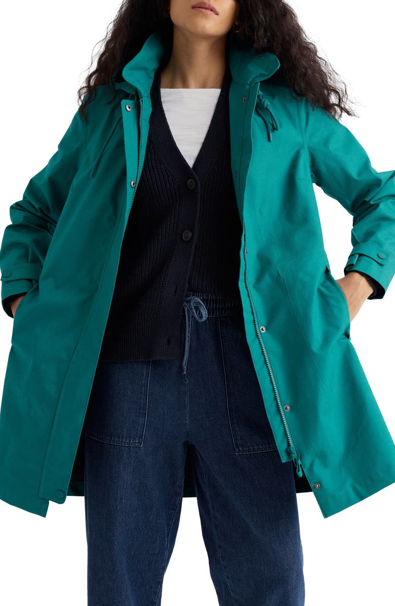 Seasalt Cornwall Cloudburst Waterproof Organic Cotton Coat, Main, color, Deep Dive