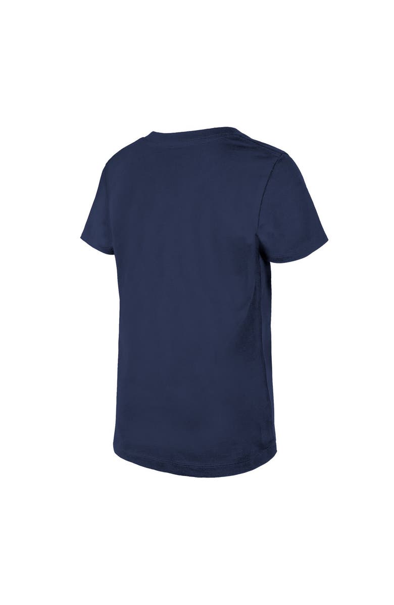 New Era Girls Youth New Era College Navy Seattle Seahawks Reverse Sequin V-Neck T-Shirt, Alternate, color, Navy