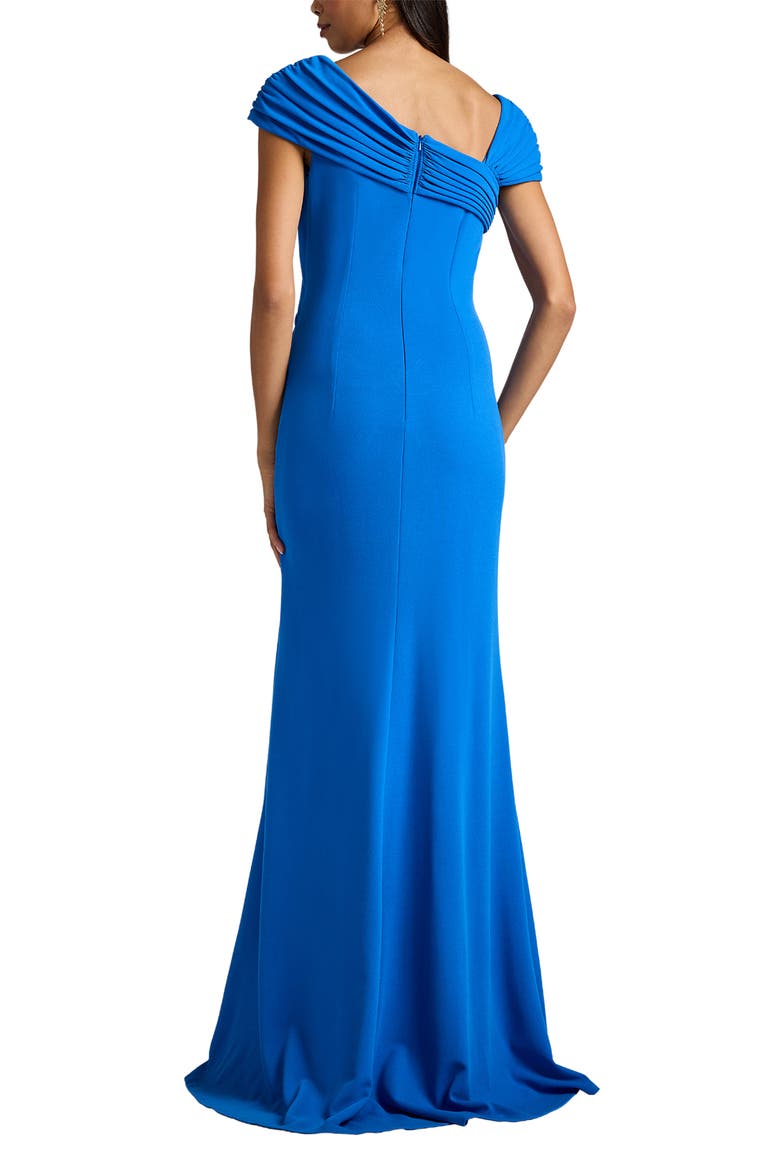 Asymmetric Neck Ruched Gown, Alternate, color, COOL BREEZE