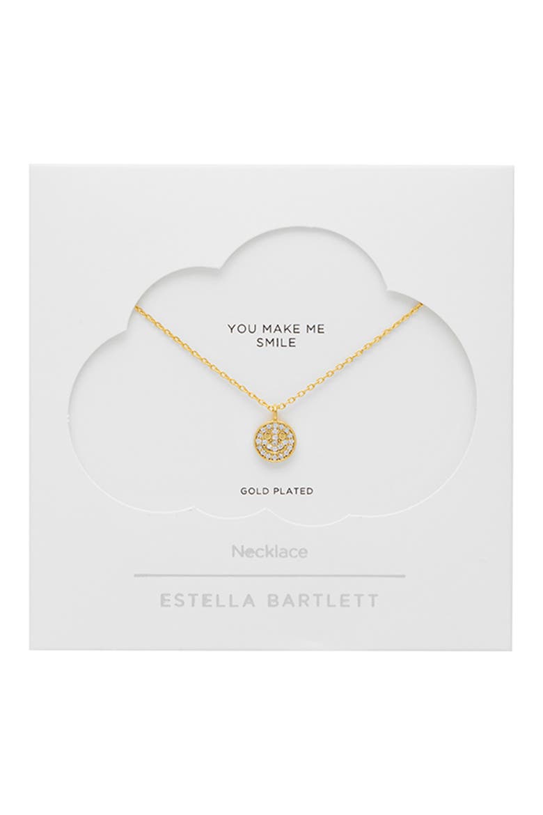 Pavé Smiley Face Necklace, Alternate, color, GOLD