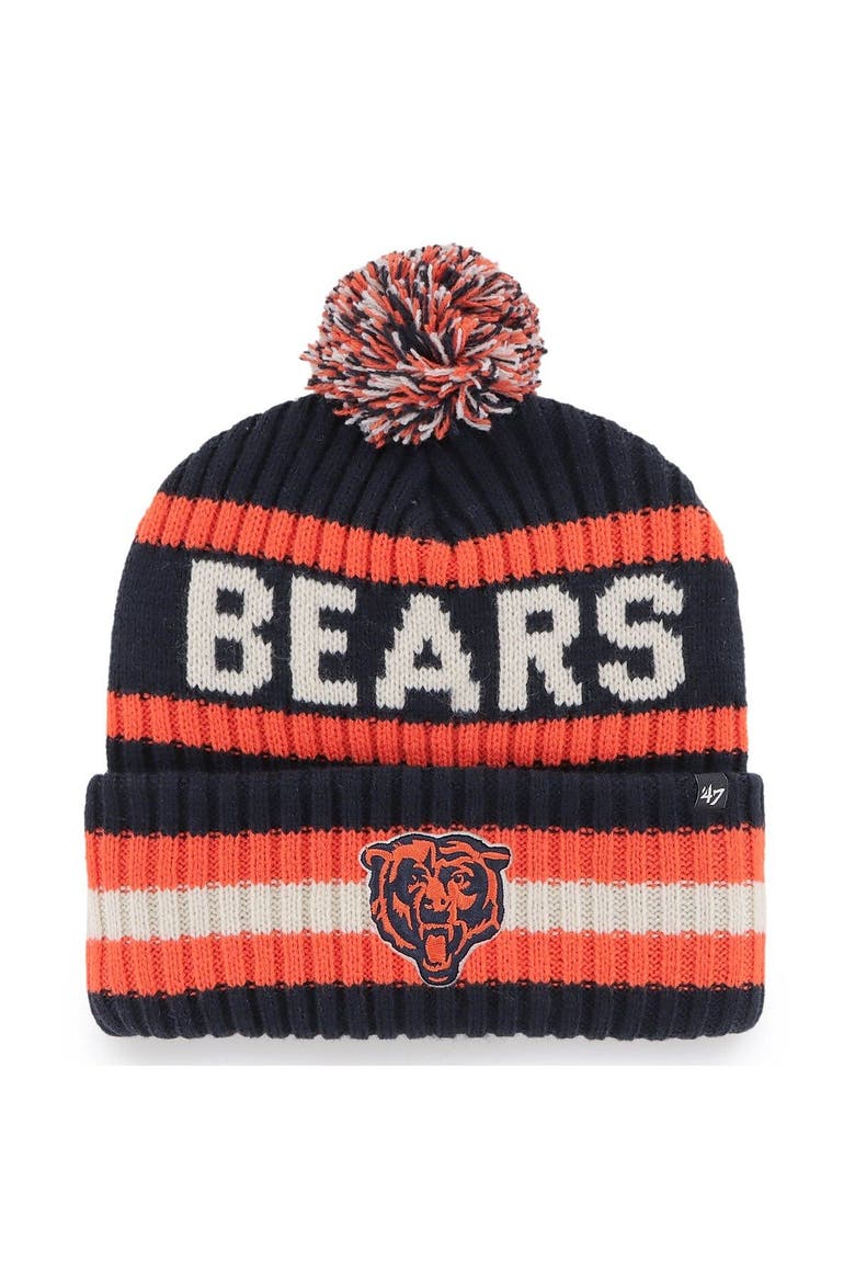Men's '47 Navy Chicago Bears Bering Cuffed Knit Hat with Pom, Main, color, Navy