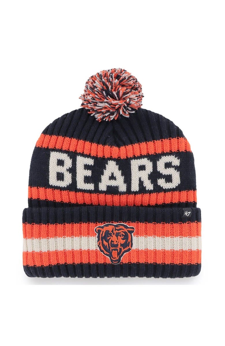 '47 Men's '47 Navy Chicago Bears Bering Cuffed Knit Hat with Pom, Main, color,