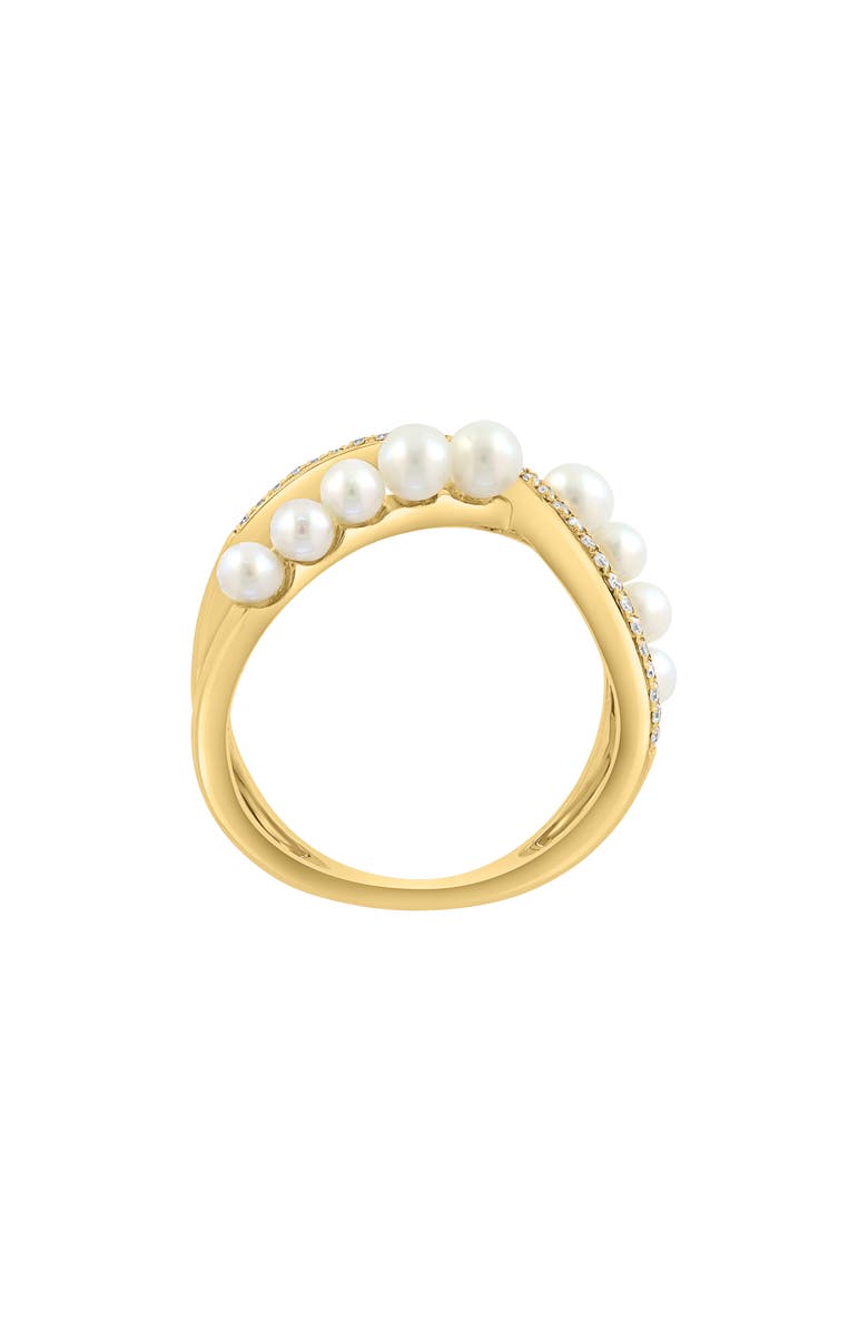 EFFY 14K Yellow Gold Cultured Freshwater Pearl & Diamond Ring, Alternate, color, White