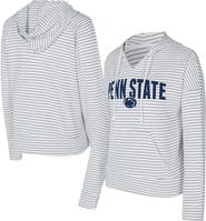 CONCEPTS SPORT Men's Concepts Sport White/Gray Penn State Nittany Lions French Terry Striped V-Neck Pullover Hoodie